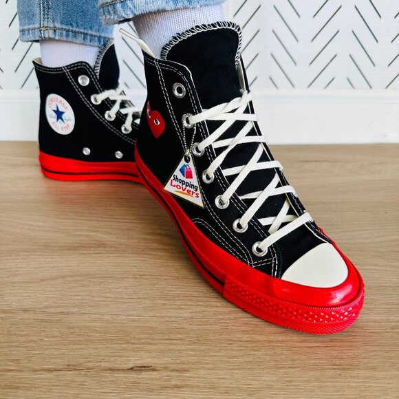 ❤️❤️Converse Chuck 70 Hi Comme Des Garçons Play Sz 13 Womens Shoes Black A01793C - Picture 4 of 13